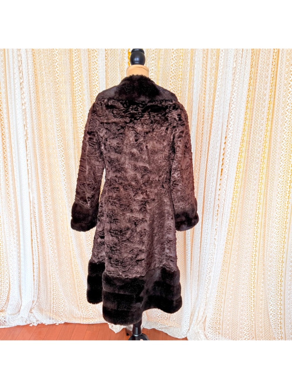 VTG 70s MCM Penny Lane Brown Faux Fur Mouton Mobwife Mod Hippie Bohemian Coat S - Picture 12 of 17